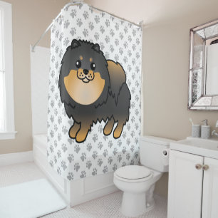 Black And Tan Pomeranian Cute Cartoon Dog & Paws