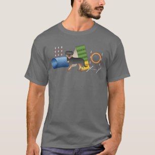 Black And Tan Rottweiler With Agility Equipment T-Shirt
