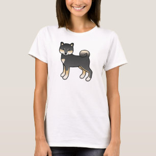 Black And Tan Shiba Inu Cartoon Dog Illustration T-Shirt