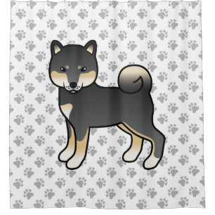 Black And Tan Shiba Inu Cartoon Dog & Paws