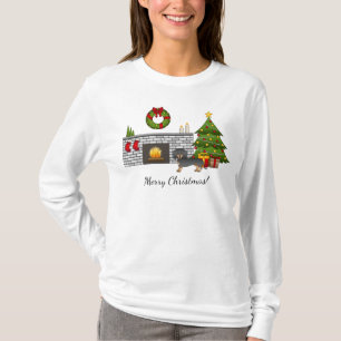 Black And Tan Short Hair Dachshund Christmas Room T-Shirt