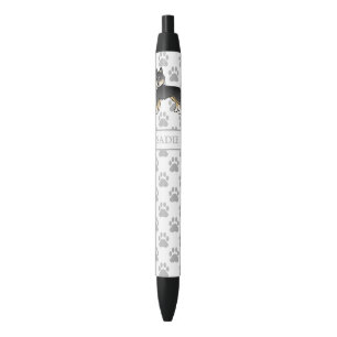 Black And Tan Siberian Husky Cartoon Dog & Name Ink Pen