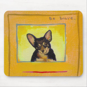 Black and tan small dog chihuahua minpin painting mouse pad