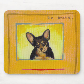 Black and tan small dog chihuahua minpin painting mouse pad