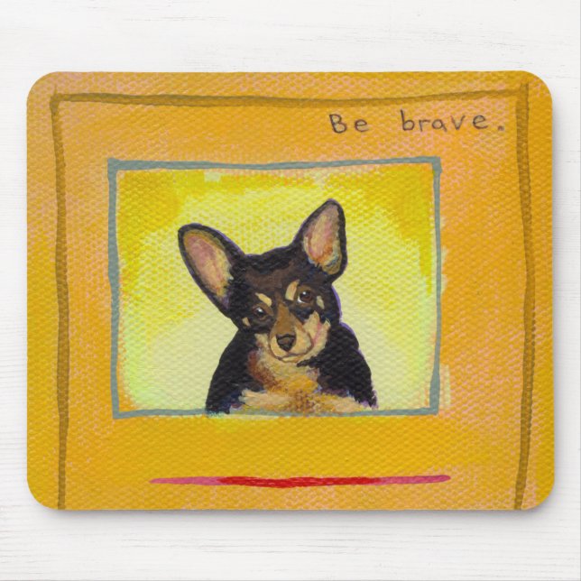 Black and tan small dog chihuahua minpin painting mouse pad (Front)