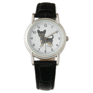 Black And Tan Smooth Coat Chihuahua Cartoon Dog Watch