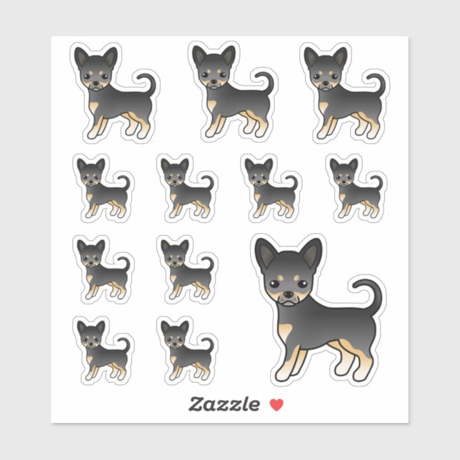 Black And Tan Smooth Coat Chihuahua Cute Dogs (Sheet)