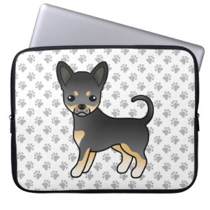 Black And Tan Smooth Coat Chihuahua Dog & Paws Laptop Sleeve