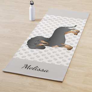 Black And Tan Smooth Coat Dachshund Dog & Name Yoga Mat
