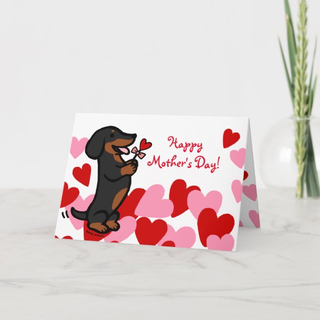 Black and Tan Smooth Haired Dachshund Card (Front)