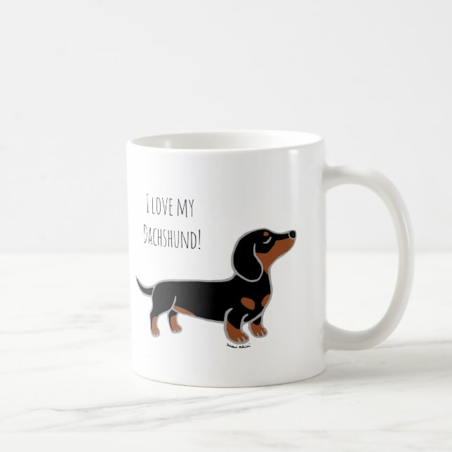 Black and Tan Smooth Posing Dachshund Coffee Mug (Right)