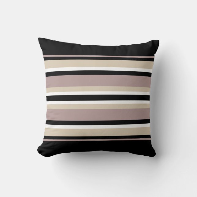 Black and Tan Stripes Throw Pillow (Front)