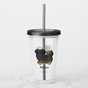 Black And Tan Tibetan Spaniel Cute Dog & Name Acrylic Tumbler
