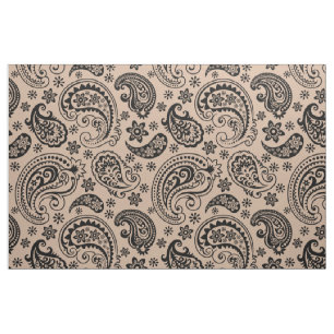 Black & And Tan Vintage paisley Pattern Fabric