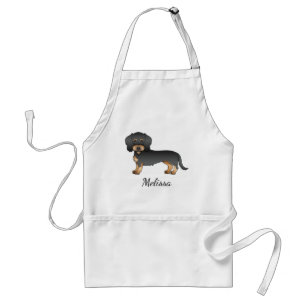 Black And Tan Wire Haired Dachshund Dog With Name Standard Apron