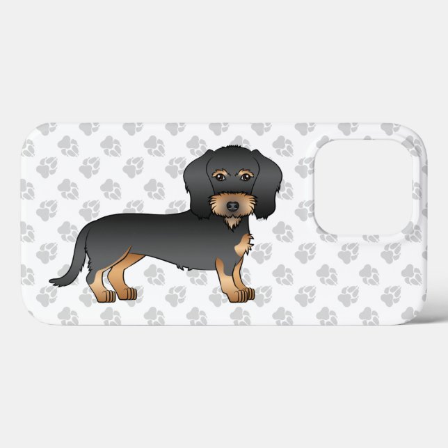 Black And Tan Wire Haired Dachshund Dog With Paws Case-Mate iPhone Case (Back (Horizontal))