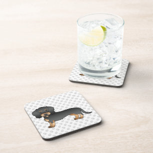 Black And Tan Wire Haired Dachshund Dog With Paws Coaster