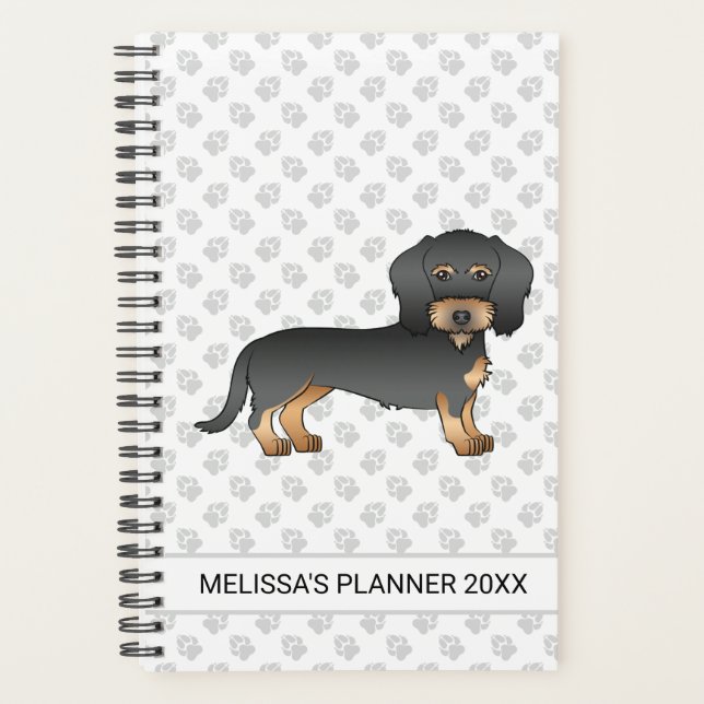 Black And Tan Wire Haired Dachshund Dog With Text Planner (Front)