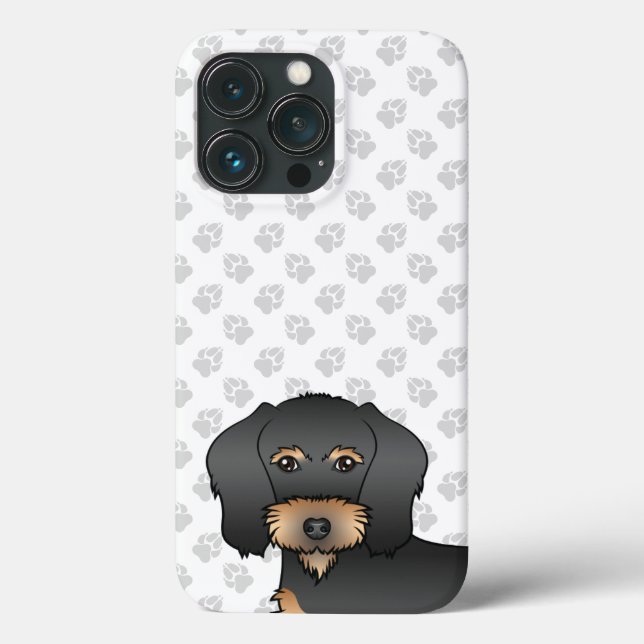 Black And Tan Wire Haired Dachshund Head And Paws Case-Mate iPhone Case (Back)