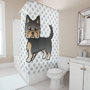 Black And Tan Yorkshire Terrier Cartoon Dog & Paws
