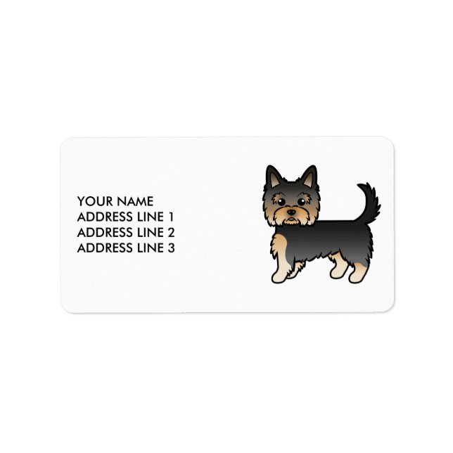 Black And Tan Yorkshire Terrier Dog & Custom Text Label (Front)