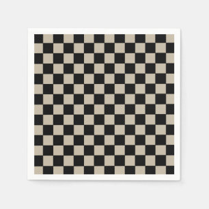 Black and Taupe Checkered Napkin