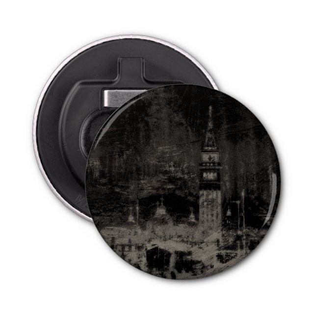 Black and Taupe Distressed Skyline Venice Italy Bottle Opener (Front)