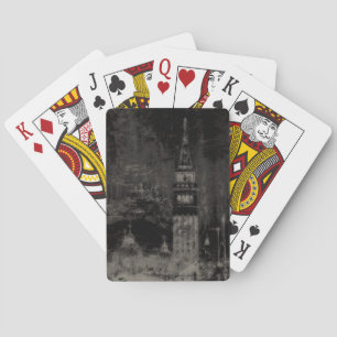 Black and Taupe Distressed Skyline Venice Italy Playing Cards