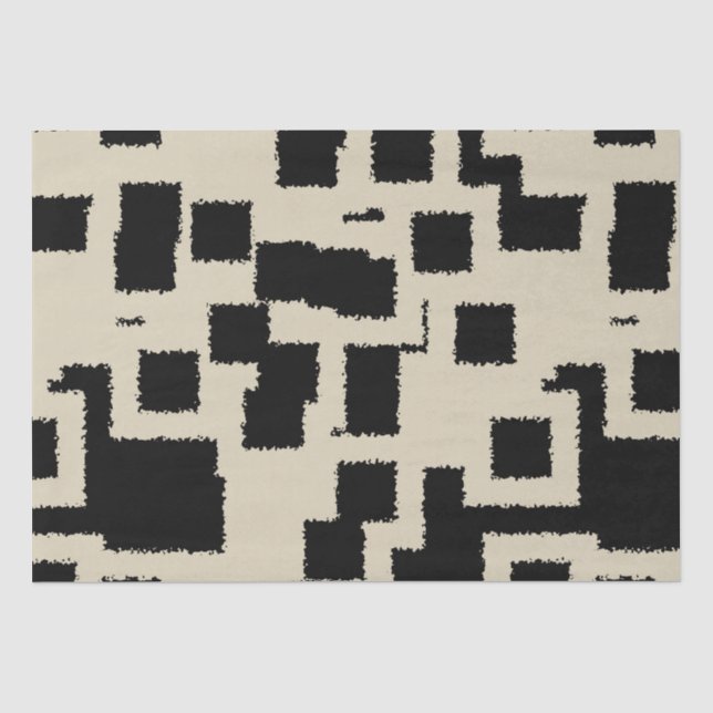 Black and Taupe squares   Tissue Paper (Front)