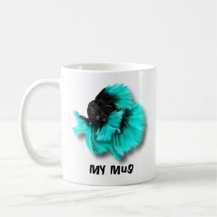 Black and Teal Betta Fish Coffee Mug