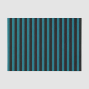 Black and Teal Blue Stripes Tissue Paper