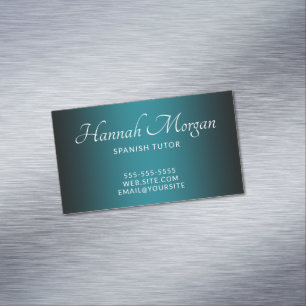 Black and Teal Elegant Ombre Magnetic Business Card