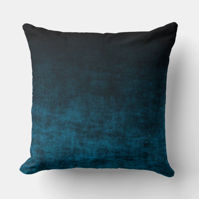 Black and Teal Grunge Ombre Texture Throw Pillow (Front)