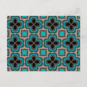 Black and teal Moroccan style geometric pattern Postcard