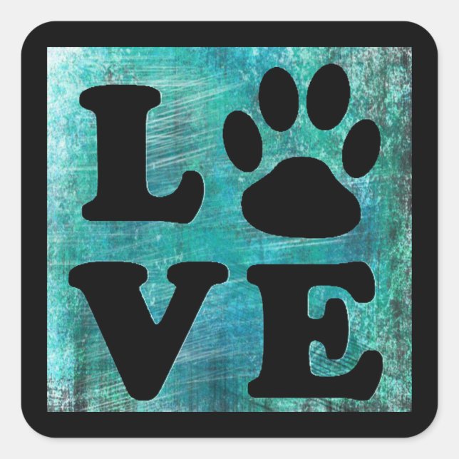 Black and Teal Pet Paw Prints Dog or Cat Stickers (Front)