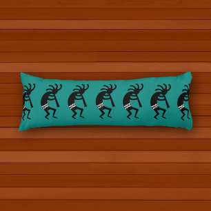 Black And Teal Southwest Kokopelli Pattern Body Pillow