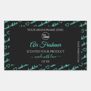 Black and Teal Word Cloud Product Labels with Logo