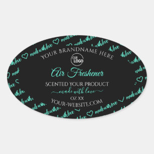 Black and Teal Word Cloud Product Labels with Logo