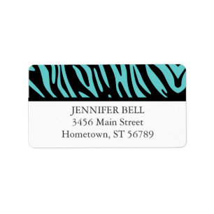 Black and Teal Zebra Address Label