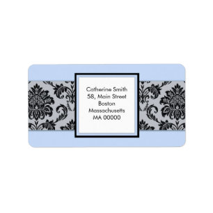 Black and Tiffany Damask Address Labels
