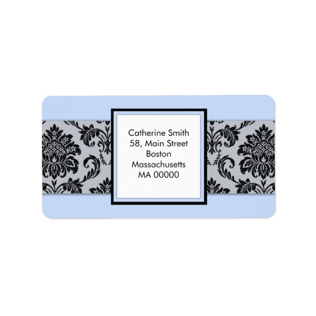 Black and Tiffany Damask Address Labels (Front)