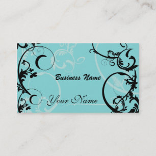 Black and Turquoise Floral Business Card