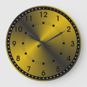 Black and Vibrant Gold Large Clock