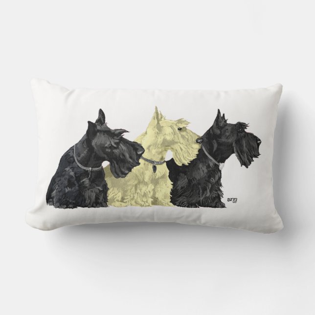 Black and Wheaten Scotties Lumbar Pillow (Front)
