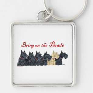 Black and Wheaten Scottish Terriers Keychain