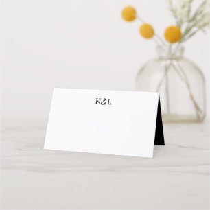 Black and Whit Modern Monogram Ampersand Wedding Place Card