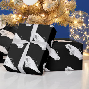 Black and White 1960 Austin-Healey Rendering Wrapping Paper