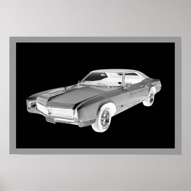 Black And White 1967 Buick Riviera Pop Art Poster (Front)