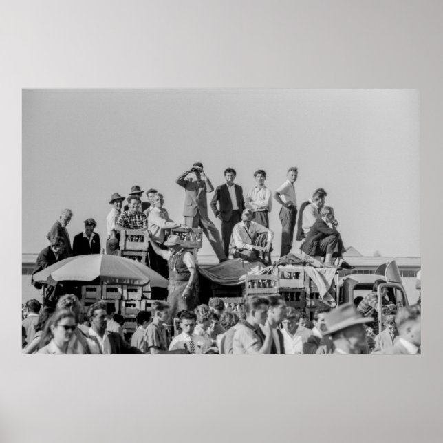 Black and White 1968 Crows Watching Air Show Poster (Front)