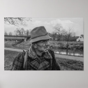 Black and White 1968 European Portrait of a Man Poster